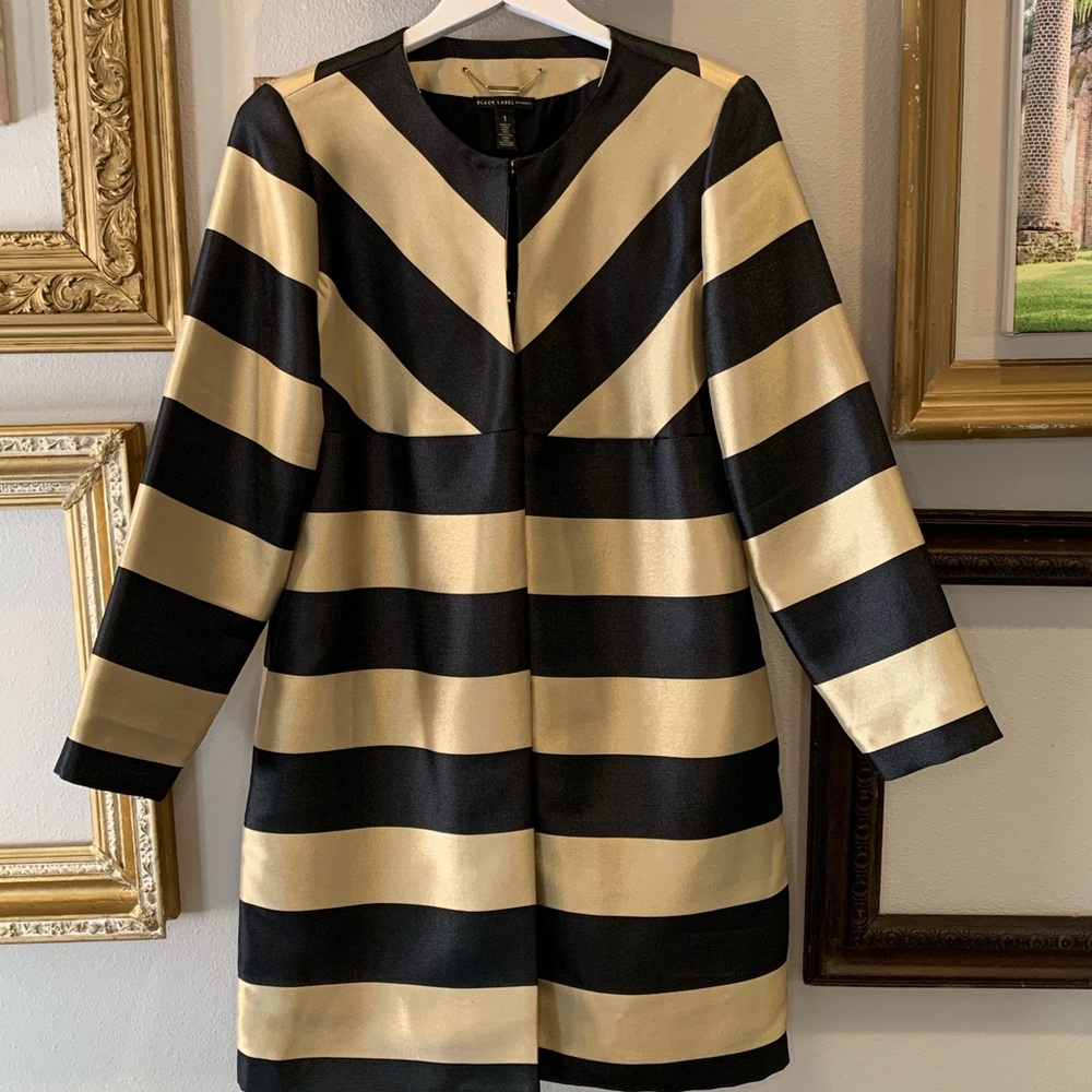 Chico’s Black Label Gold and Black Trench Coat